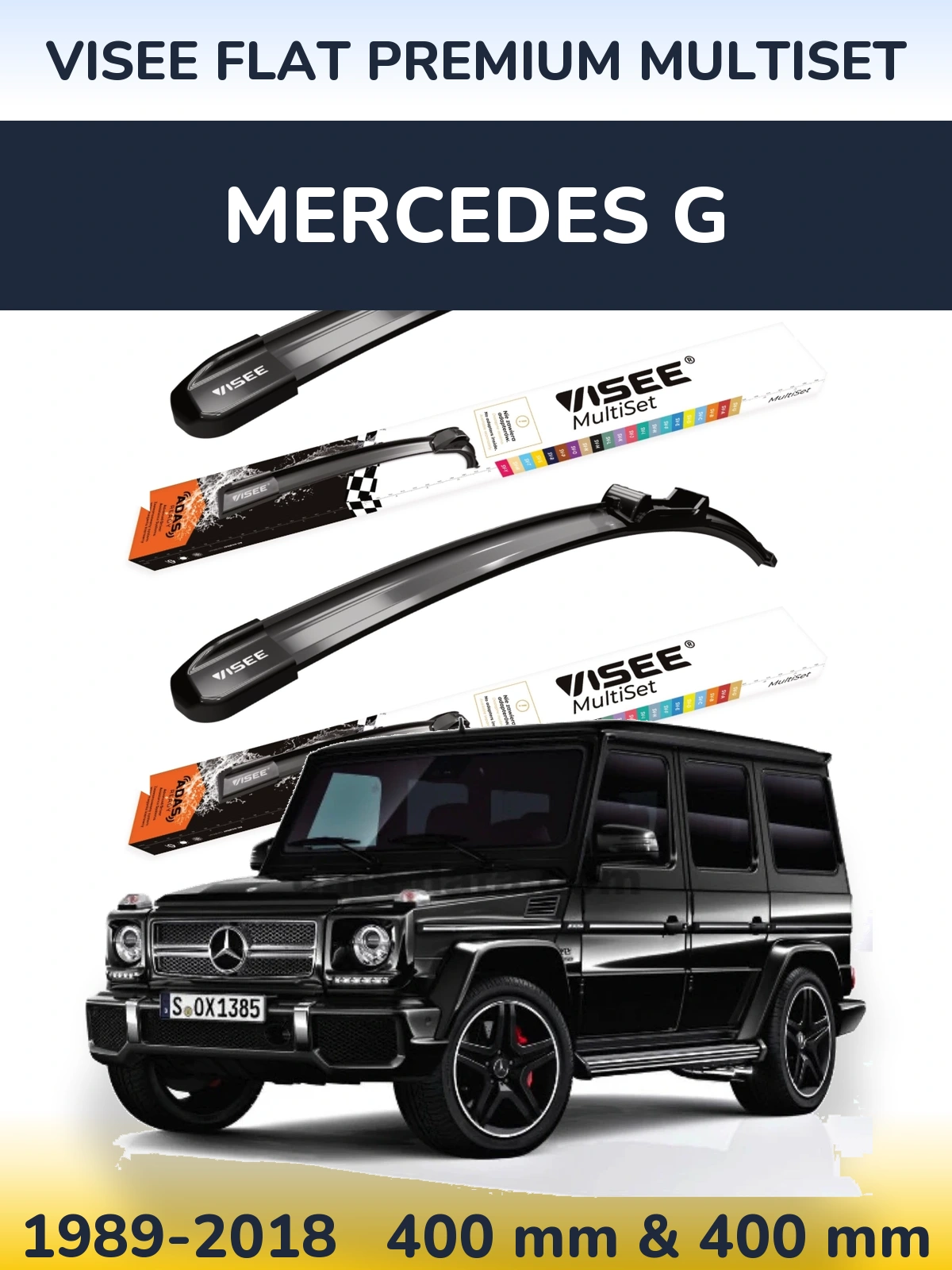 Front wiper blade set VISEE FLAT PREMIUM MultiSet 400 & 400 мм for Mercedes G 1989-2018