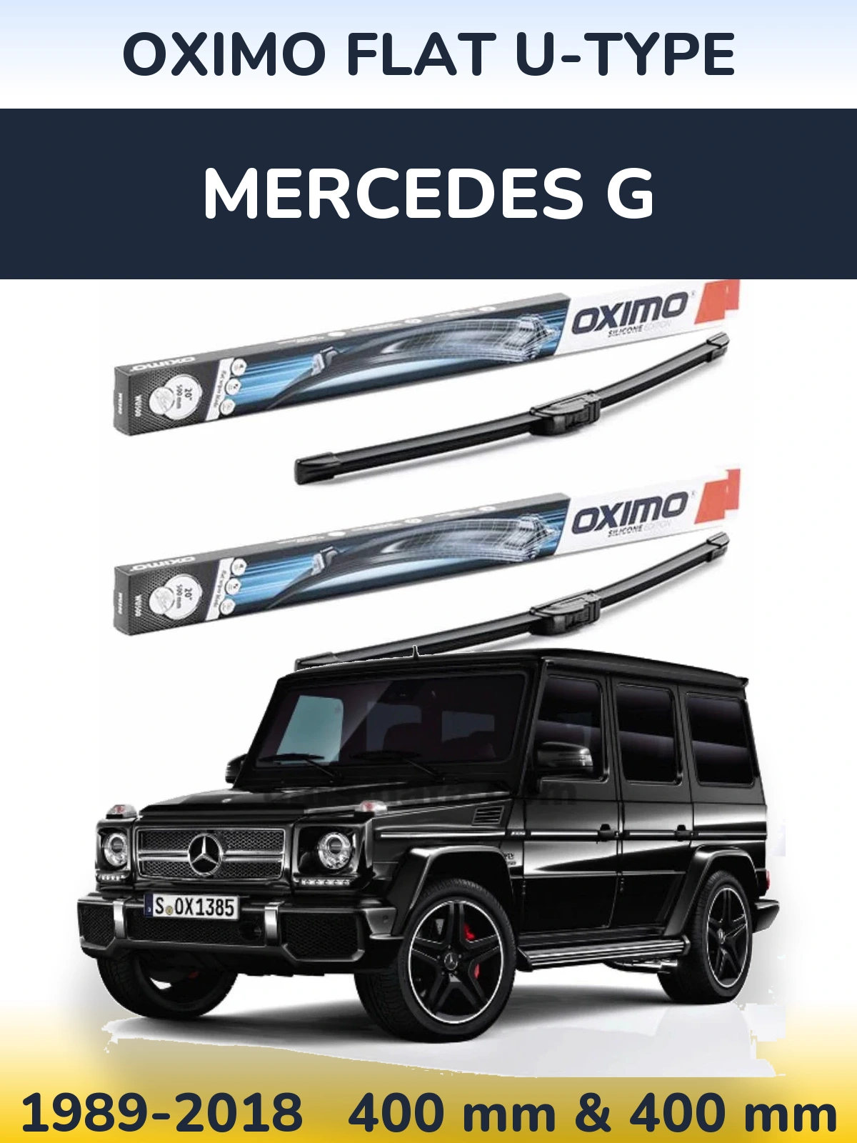 Комплект передніх щіток Oximo Flat U-type 400 & 400 мм для Mercedes G 1989-2018