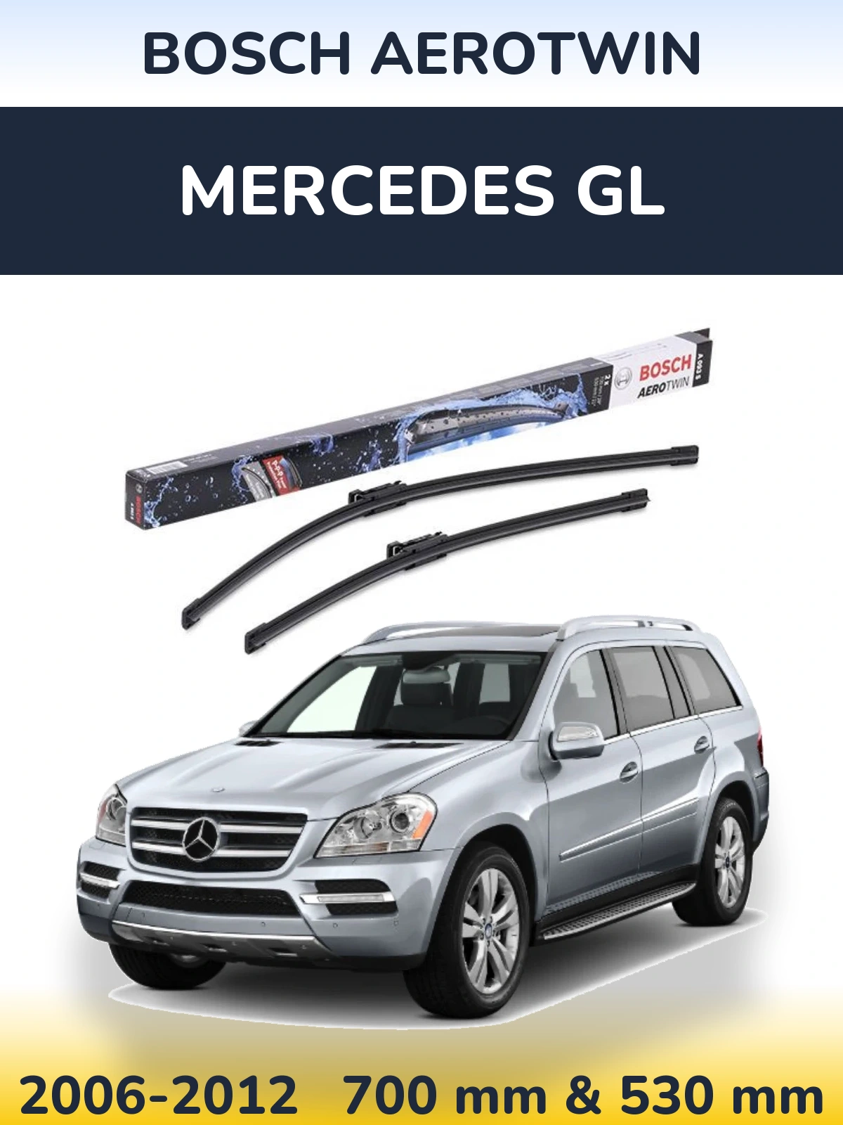Front wiper blade set BOSCH AeroTwin 700 & 530 mm for Mercedes GL 2006-2012