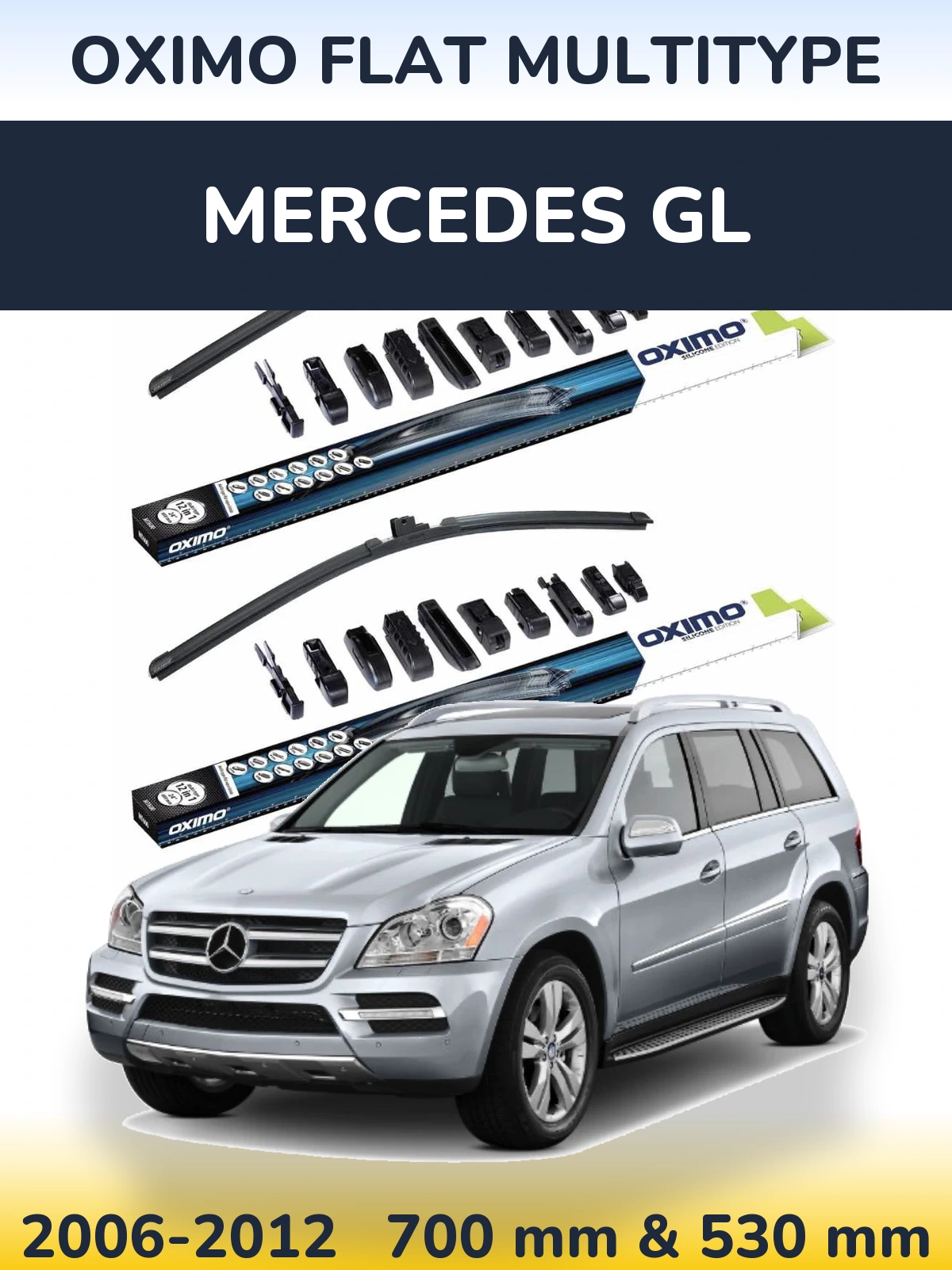 Комплект передних дворников Oximo Flat MultiТипe 700 & 530 мм для Mercedes GL 2006-2012