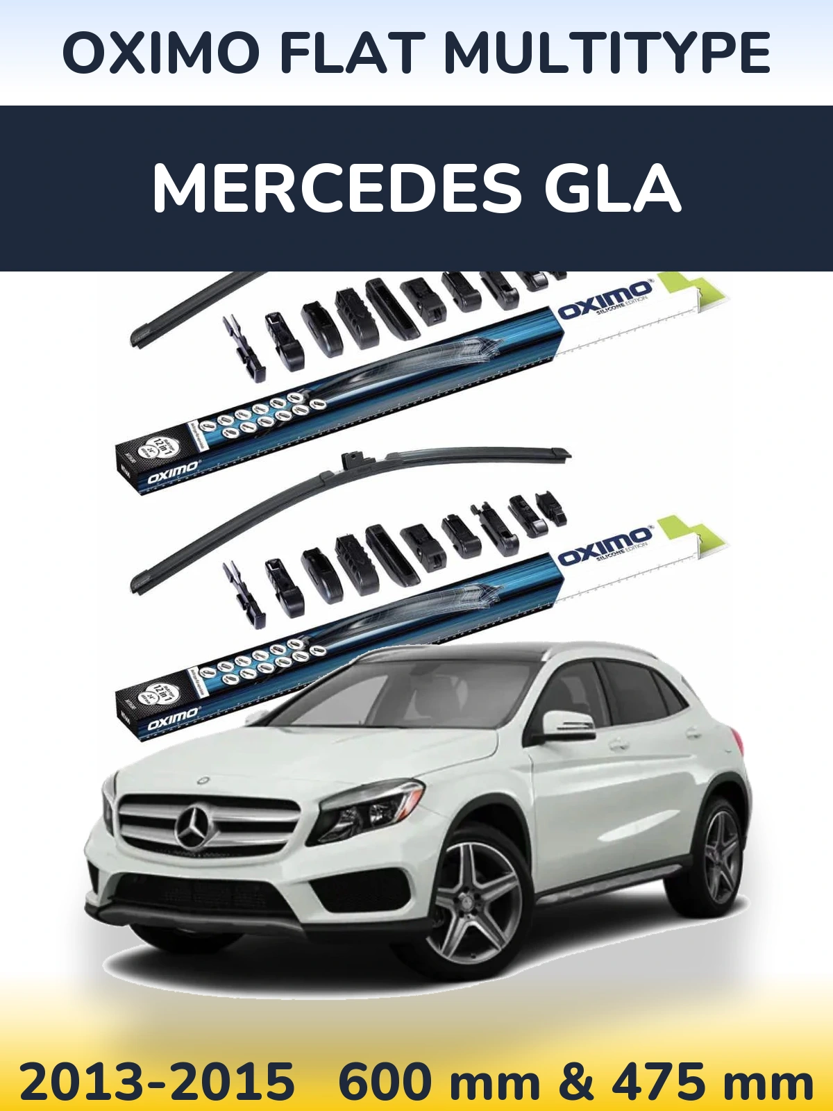Комплект передних дворников Oximo Flat MultiТипe 600 & 475 мм для Mercedes GLA 2013-2015