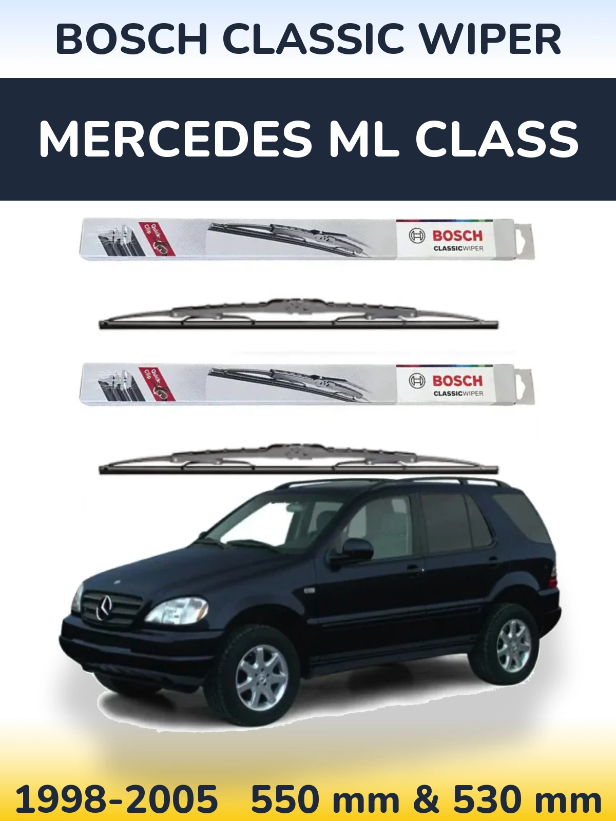 Комплект передних дворников BOSCH Classic Wiper 550 & 530 мм для Mercedes ML Class 1998-2005