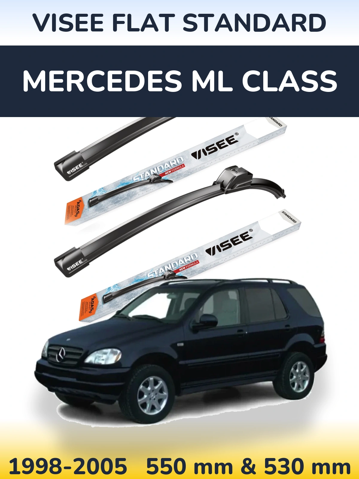 Комплект передніх щіток VISEE FLAT STANDARD 550 & 530 мм для Mercedes ML Class 1998-2005