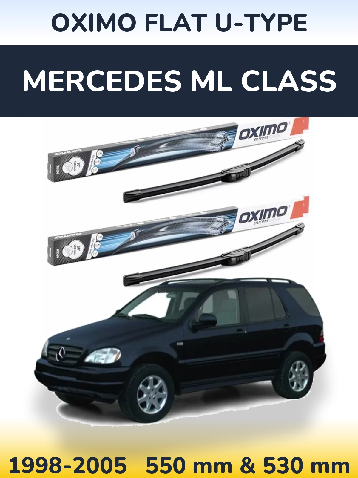Комплект передніх щіток Oximo Flat U-type 550 & 530 мм для Mercedes ML Class 1998-2005