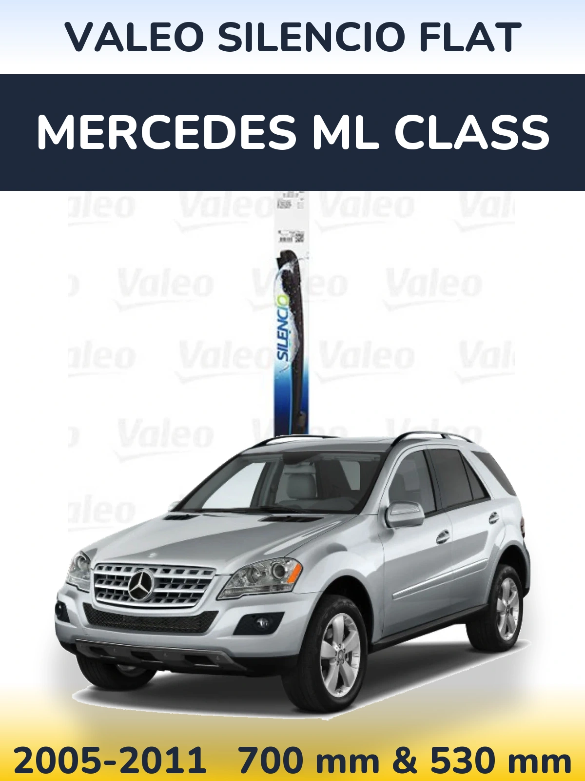 Комплект передних дворников Valeo Silencio Flat 700 & 530 мм для Mercedes ML Class 2005-2011