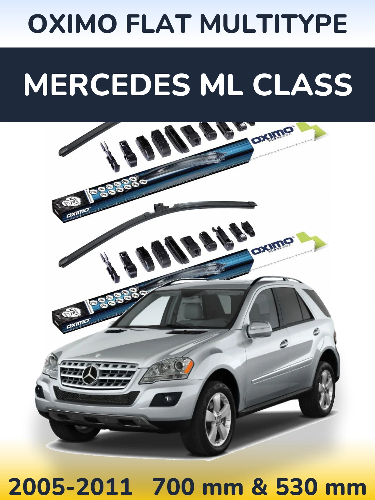Front wiper blade set Oximo Flat MultiTypee 700 & 530 мм for Mercedes ML Class 2005-2011