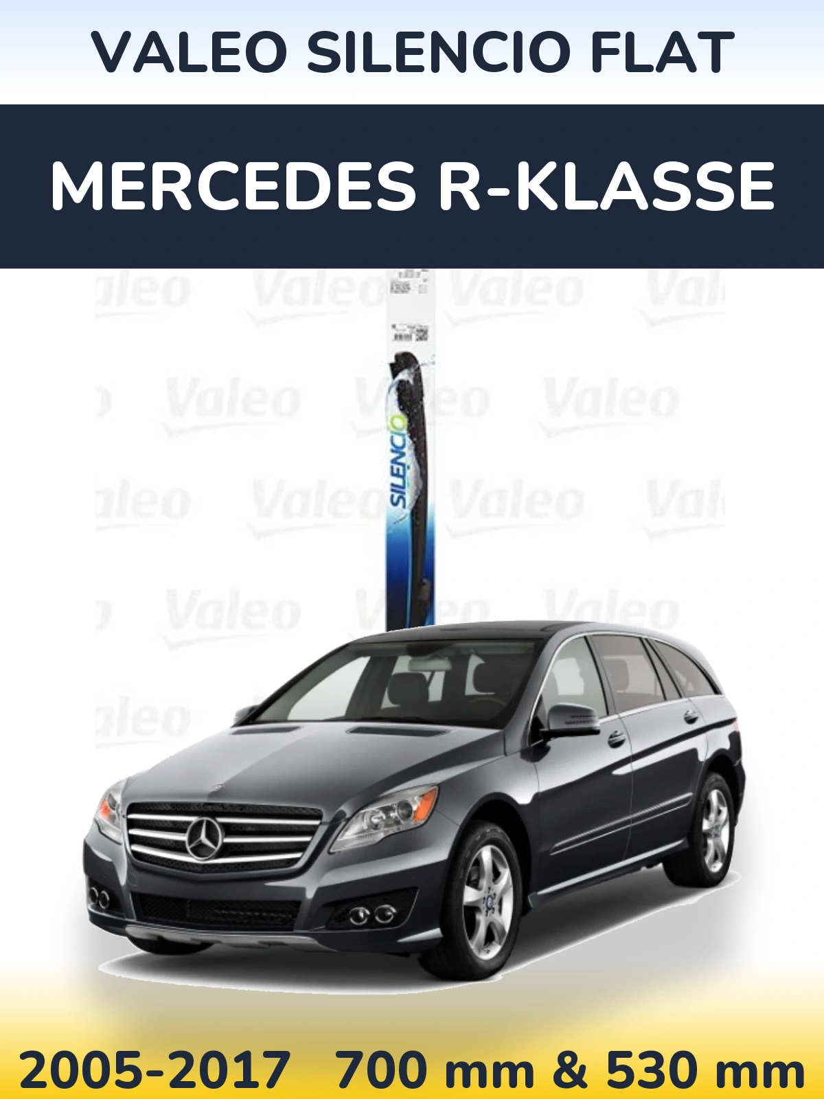 Комплект передніх щіток Valeo Silencio Flat 700 & 530 мм для Mercedes R-Klasse 2005-2017