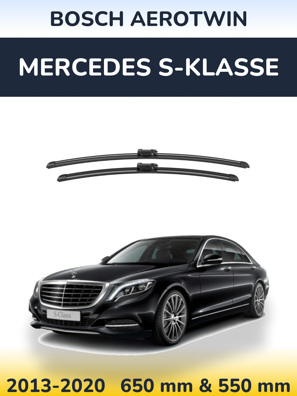 Front wiper blade set BOSCH AeroTwin 650 & 550 мм for Mercedes S-Klasse 2013-2020
