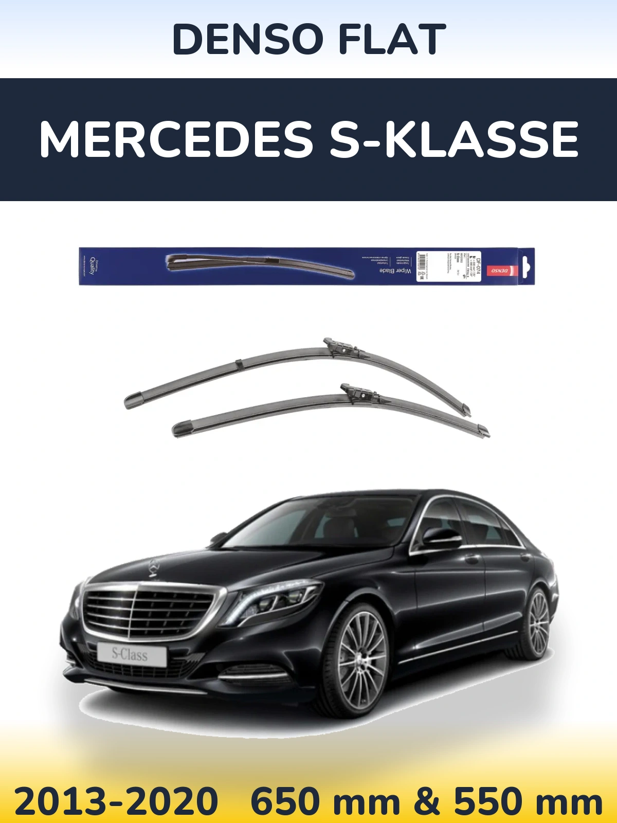 Front wiper blade set Denso Flat 650 & 550 мм for Mercedes S-Klasse 2013-2020