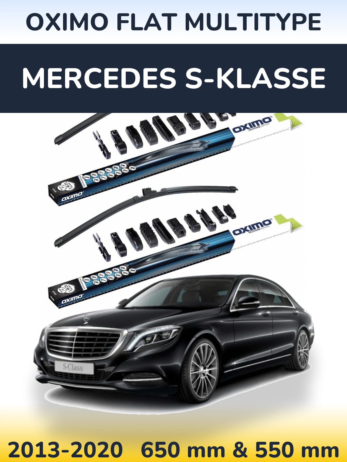 Front wiper blade set Oximo Flat MultiTypee 650 & 550 мм for Mercedes S-Klasse 2013-2020