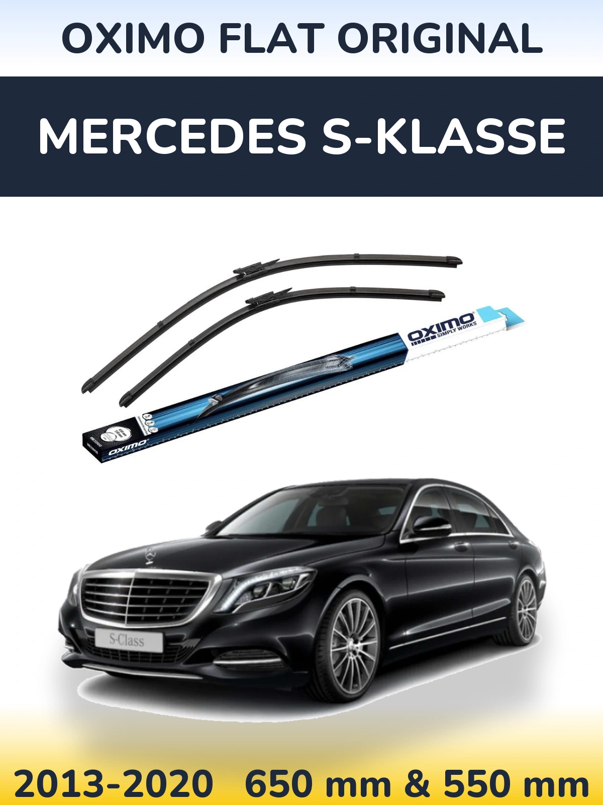 Front wiper blade set Oximo Flat Original 650 & 550 мм for Mercedes S-Klasse 2013-2020