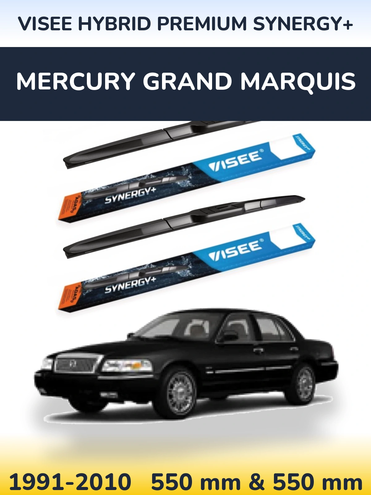 Front wiper blade set VISEE HYBRID PREMIUM SYNERGY+ 550 & 550 мм for Mercury Grand Marquis 1991-2010