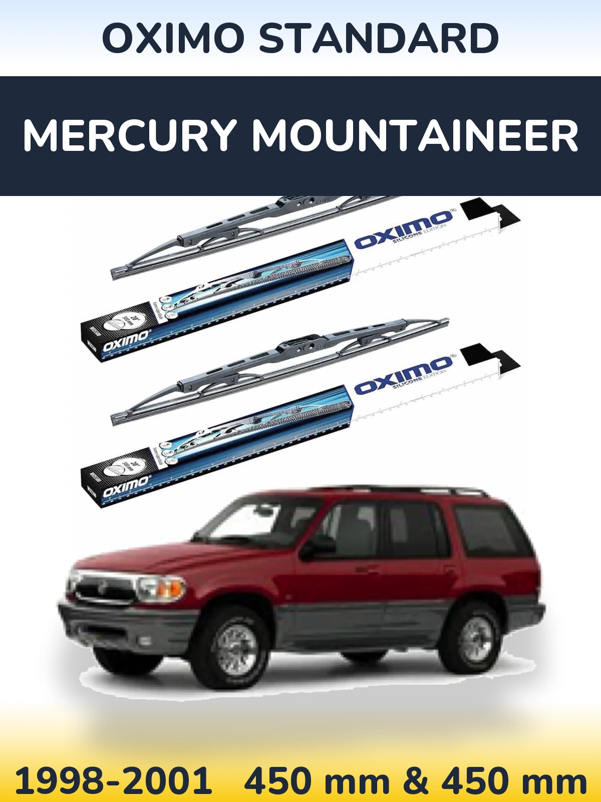 Комплект передних дворников Oximo Standard 450 & 450 мм для Mercury Mountaineer 1998-2001