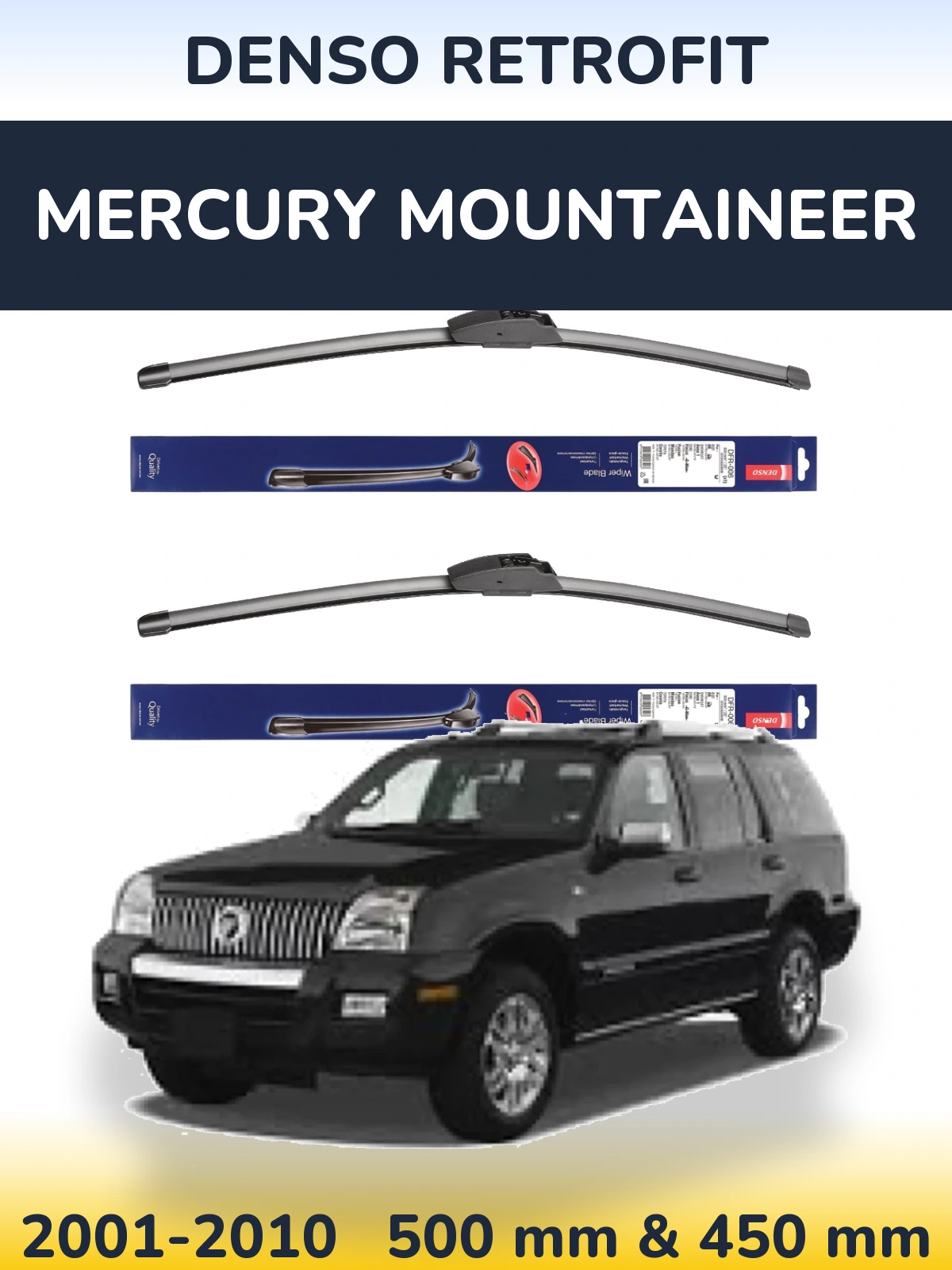 Komplet przednich wycieraczek Denso Retrofit 500 & 450 mm do Mercury Mountaineer 2001-2010