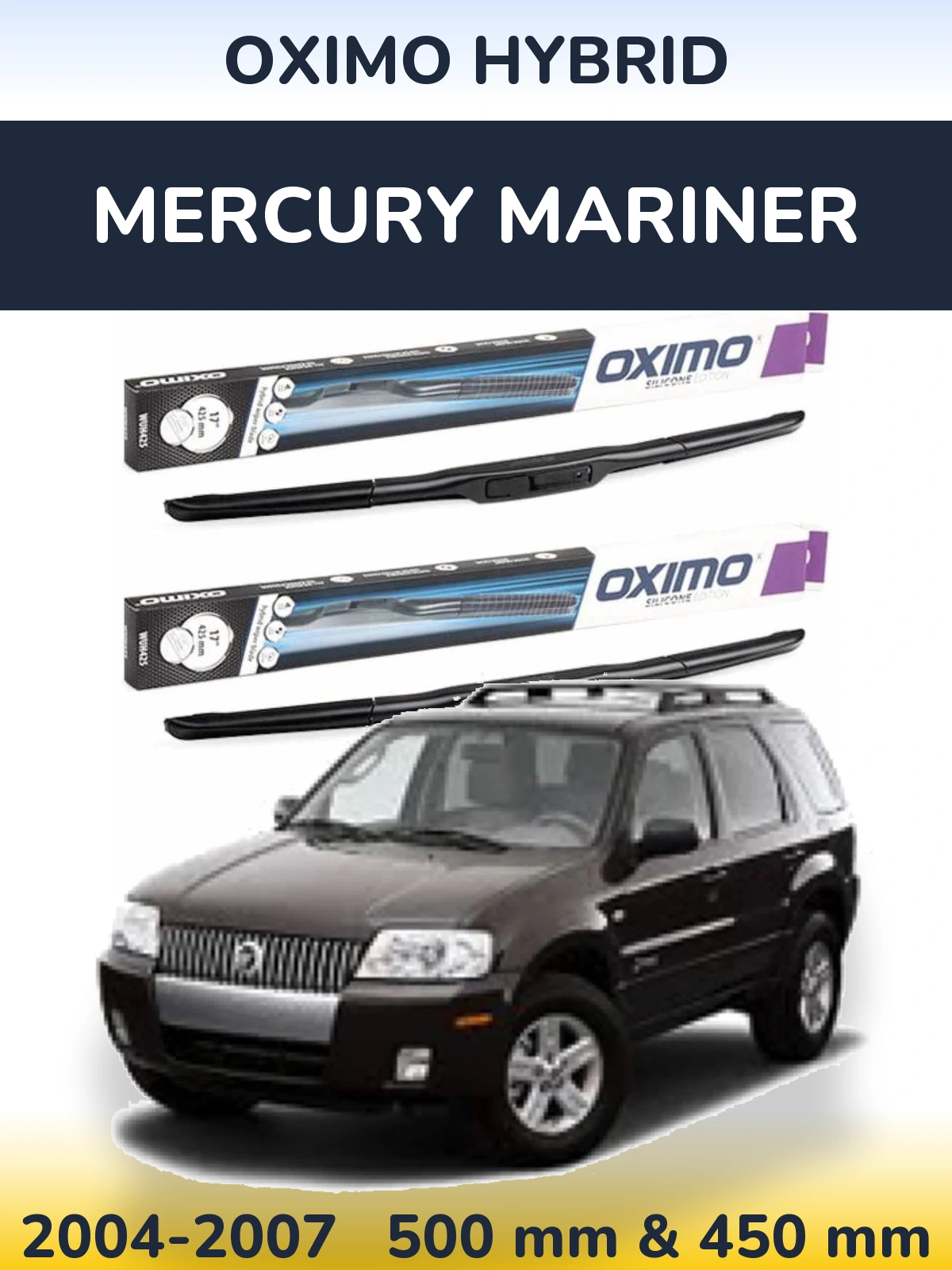 Комплект передних дворников Oximo Hybrid 500 & 450 мм для Mercury Mariner 2004-2007