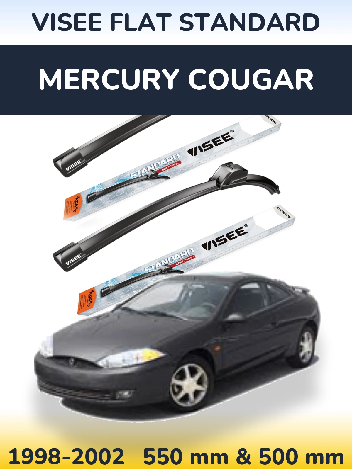 Комплект передніх щіток VISEE FLAT STANDARD 550 & 500 мм для Mercury Cougar 1998-2002