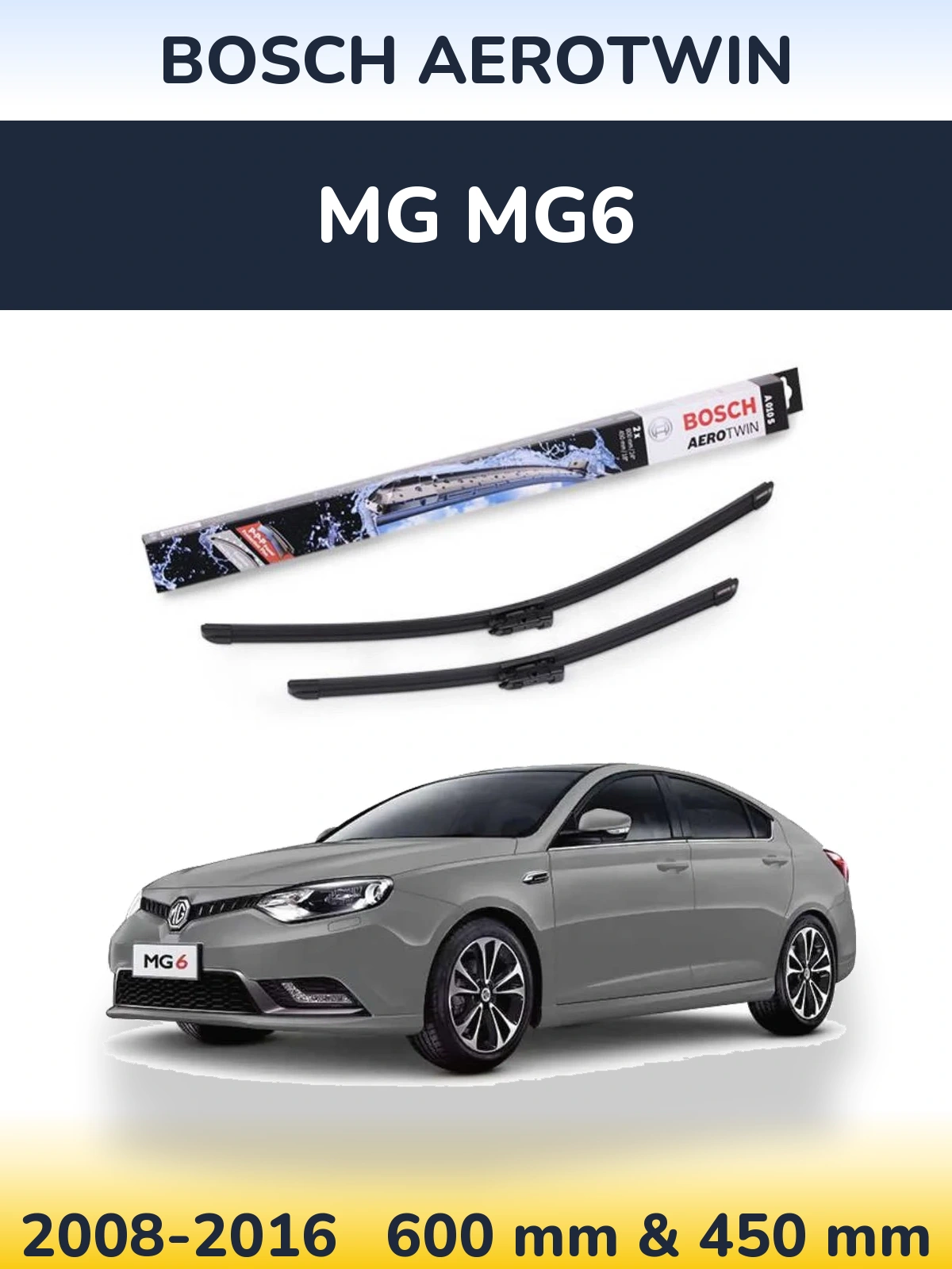 Комплект передніх щіток BOSCH AeroTwin 600 & 450 мм для MG MG6 2008-2016
