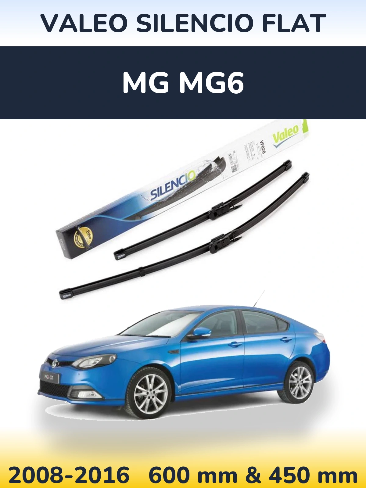 Комплект передних дворников Valeo Silencio Flat 600 & 450 мм для MG MG6 2008-2016