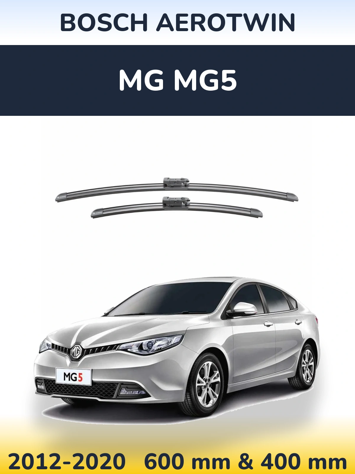Front wiper blade set BOSCH AeroTwin 600 & 400 мм for MG MG5 2012-2020