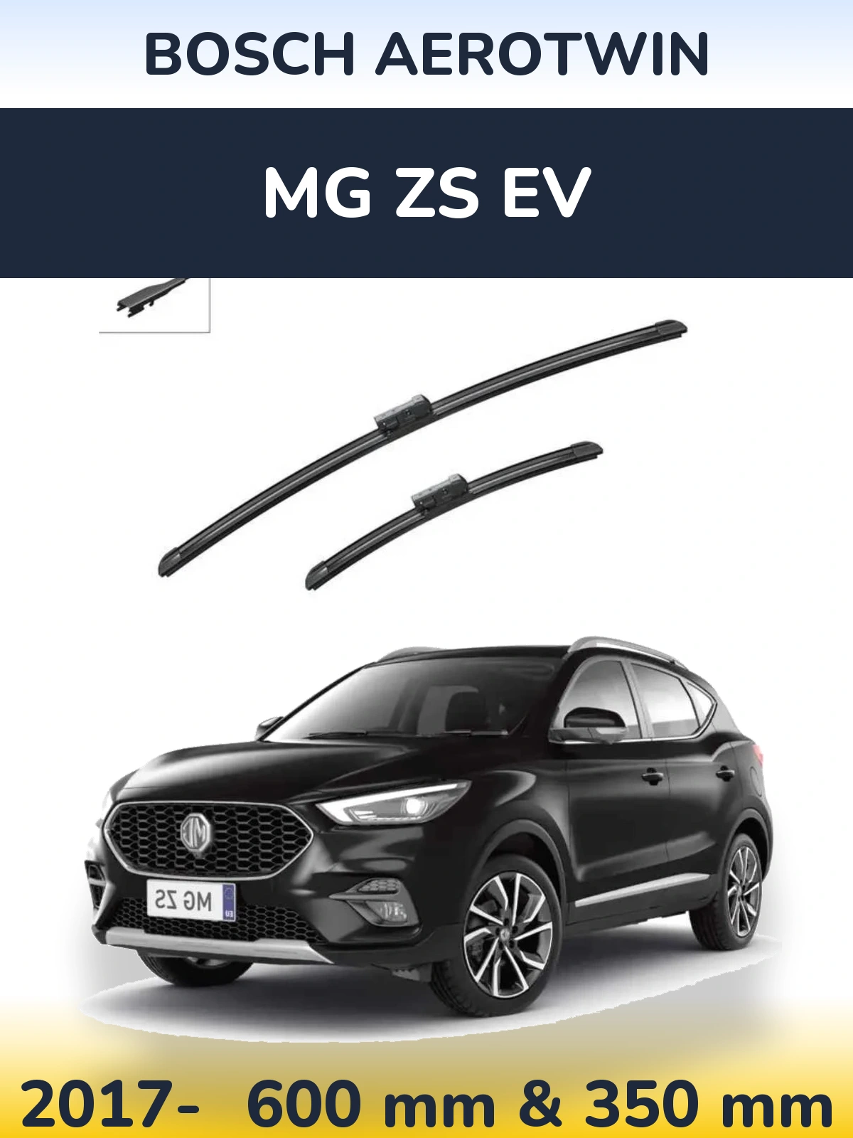 Front wiper blade set BOSCH AeroTwin 600 & 350 mm for MG ZS EV 2017-2026
