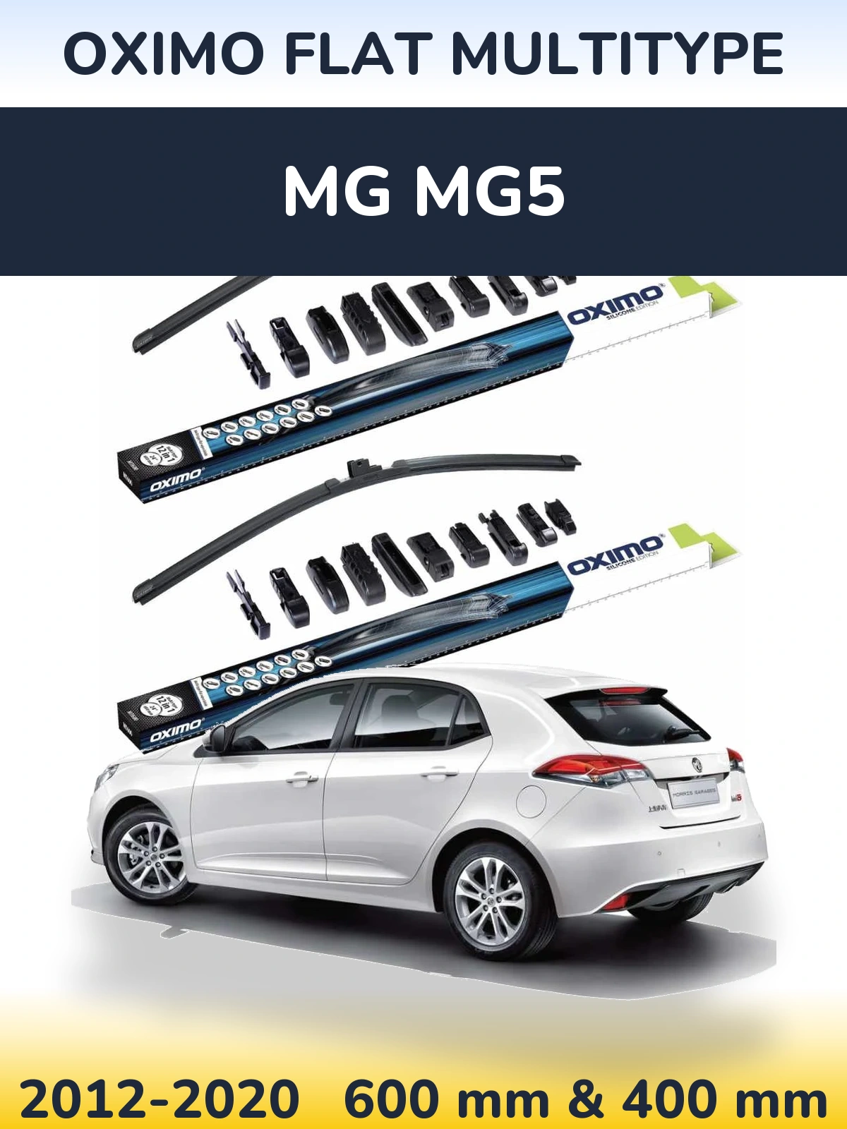 Front wiper blade set Oximo Flat MultiTypee 600 & 400 mm for MG MG5 2012-2020