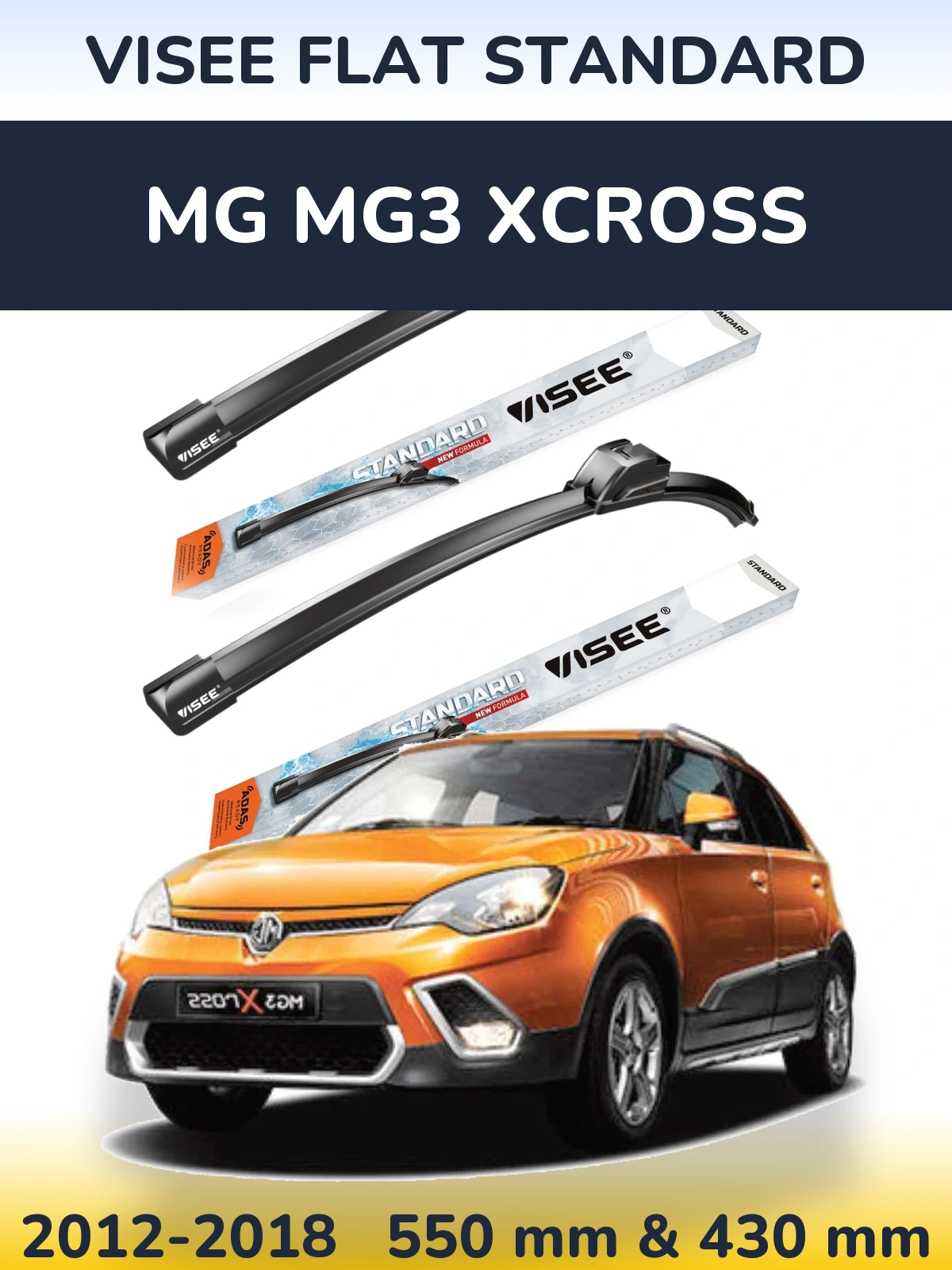 Комплект передніх щіток VISEE FLAT STANDARD 550 & 430 мм для MG MG3 Xcross 2012-2018
