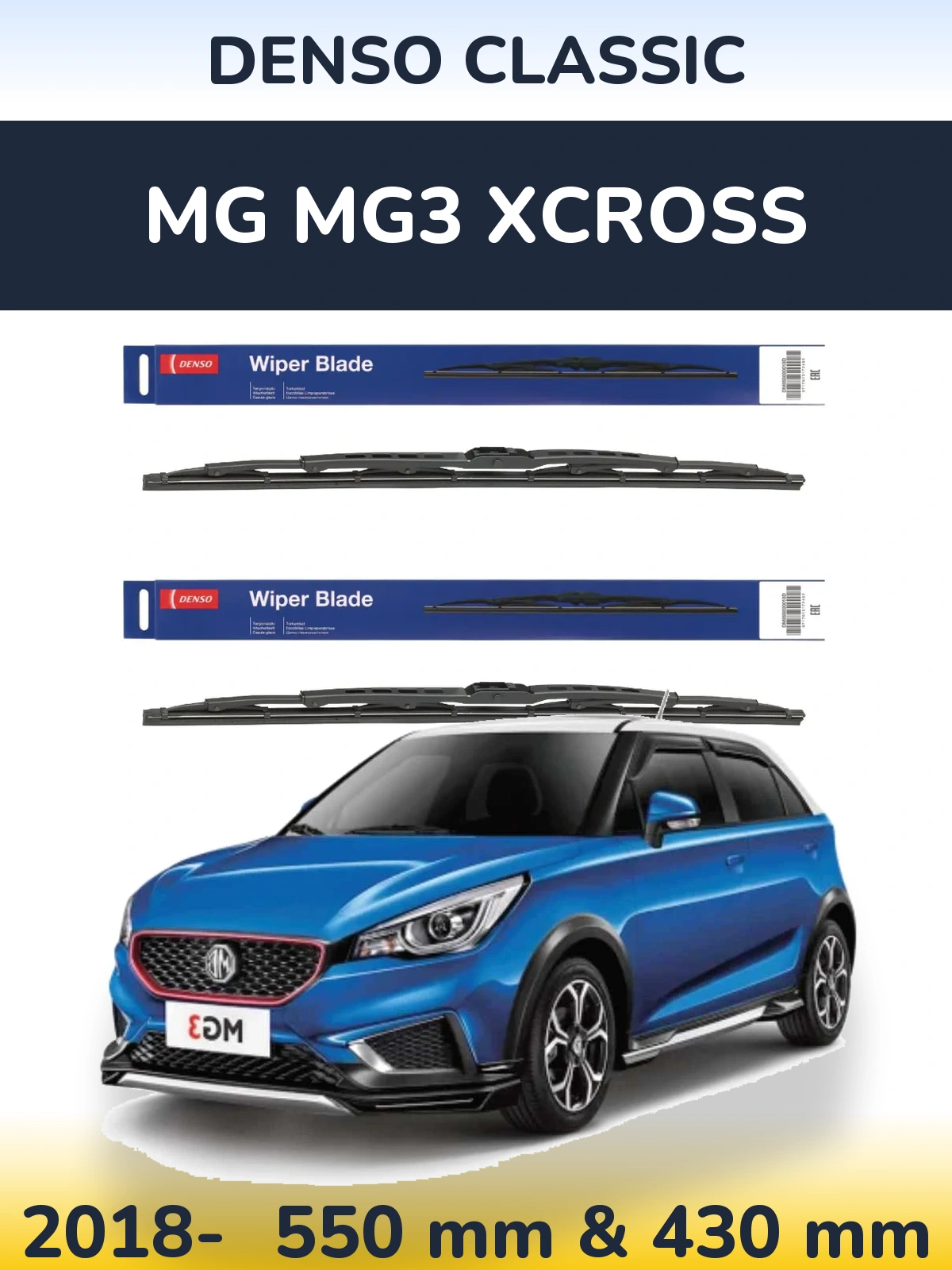 Komplet przednich wycieraczek Denso Classic 550 & 430 mm do MG MG3 Xcross 2018-2026