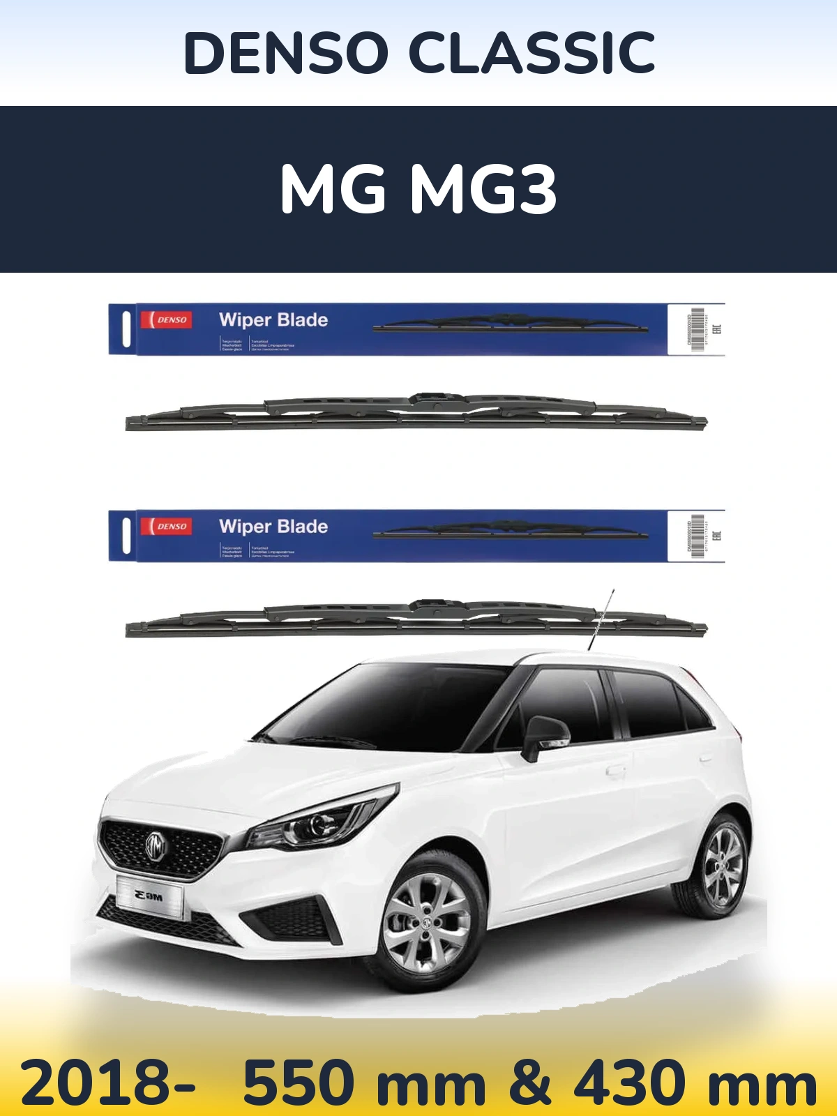 Komplet przednich wycieraczek Denso Classic 550 & 430 mm do MG MG3 2018-2026
