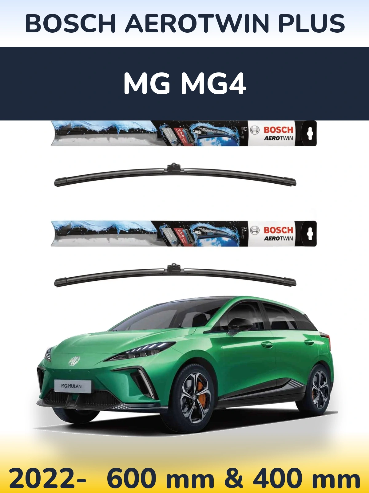 Комплект передних дворников BOSCH AeroTwin Plus 600 & 400 мм для MG MG4 2022-2026