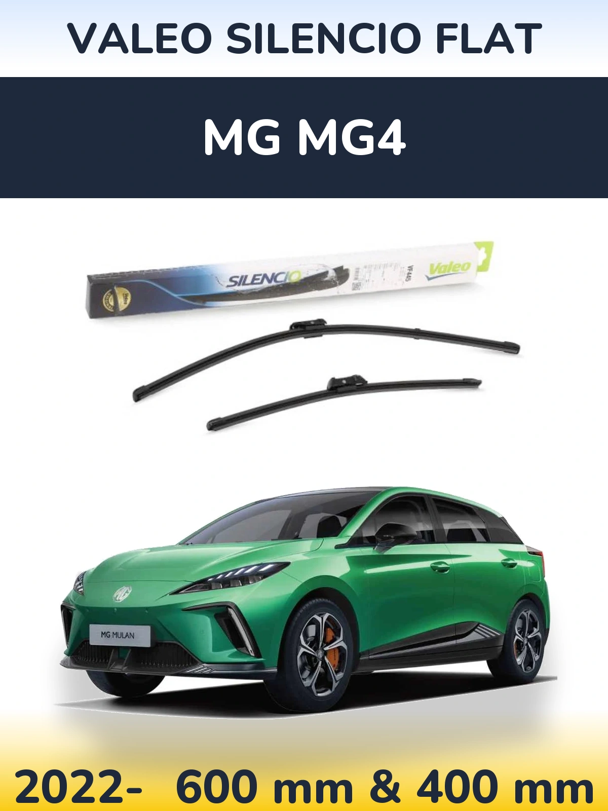 Front wiper blade set Valeo Silencio Flat 600 & 400 mm for MG MG4 2022-2026