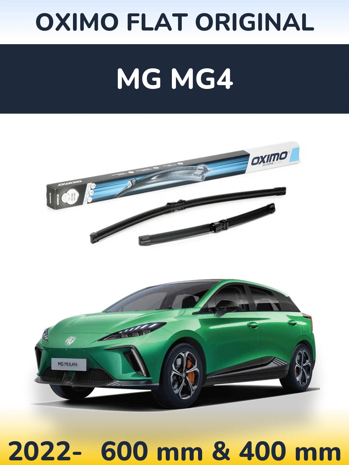 Front wiper blade set Oximo Flat Original 600 & 400 мм for MG MG4 2022-2026