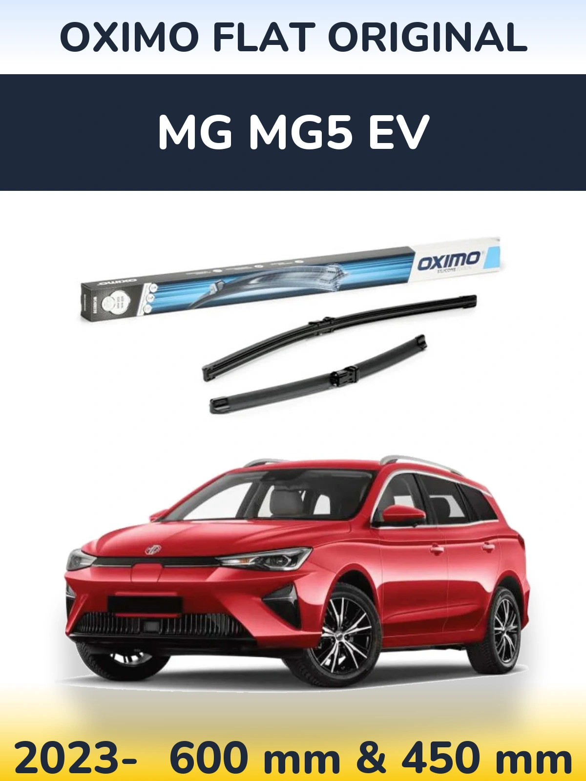 Комплект передніх щіток Oximo Flat Original 600 & 450 мм для MG MG5 EV 2023-2026