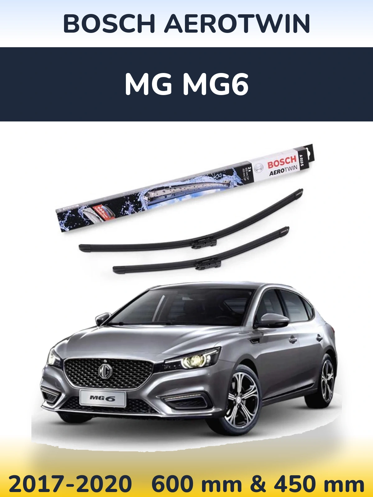 Комплект передніх щіток BOSCH AeroTwin 600 & 450 мм для MG MG6 2017-2020