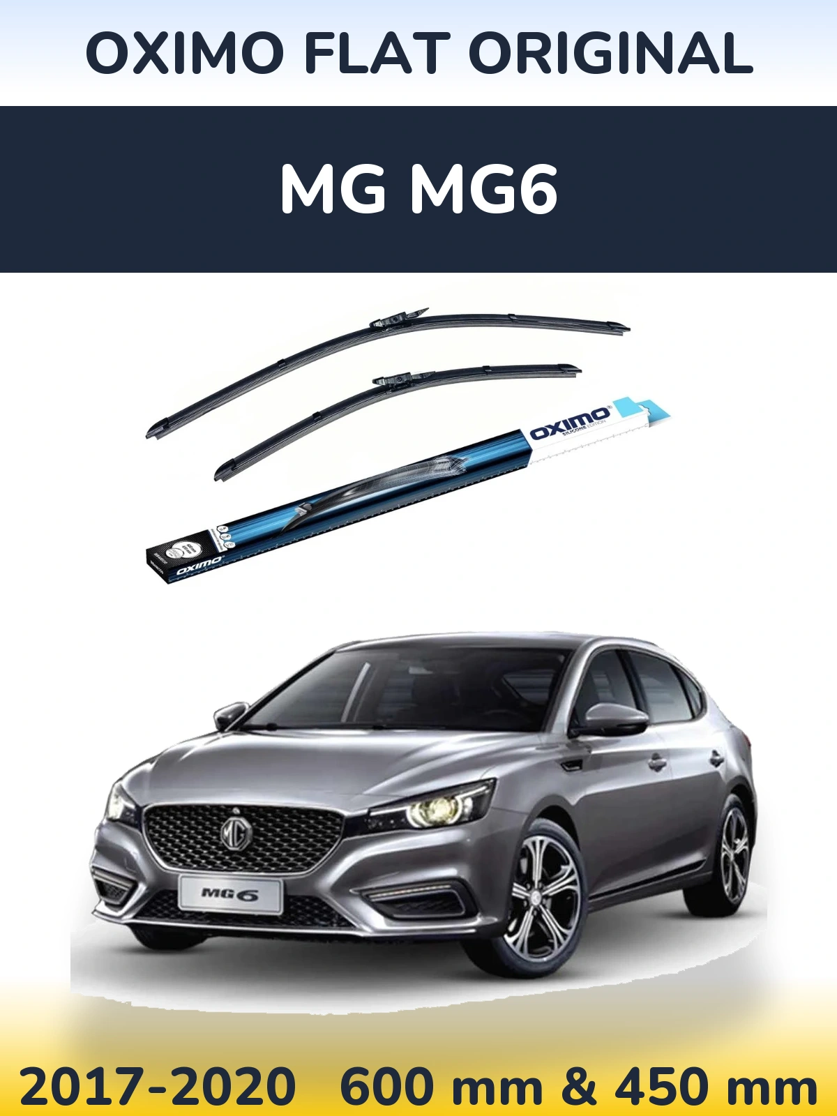 Комплект передніх щіток Oximo Flat Original 600 & 450 мм для MG MG6 2017-2020