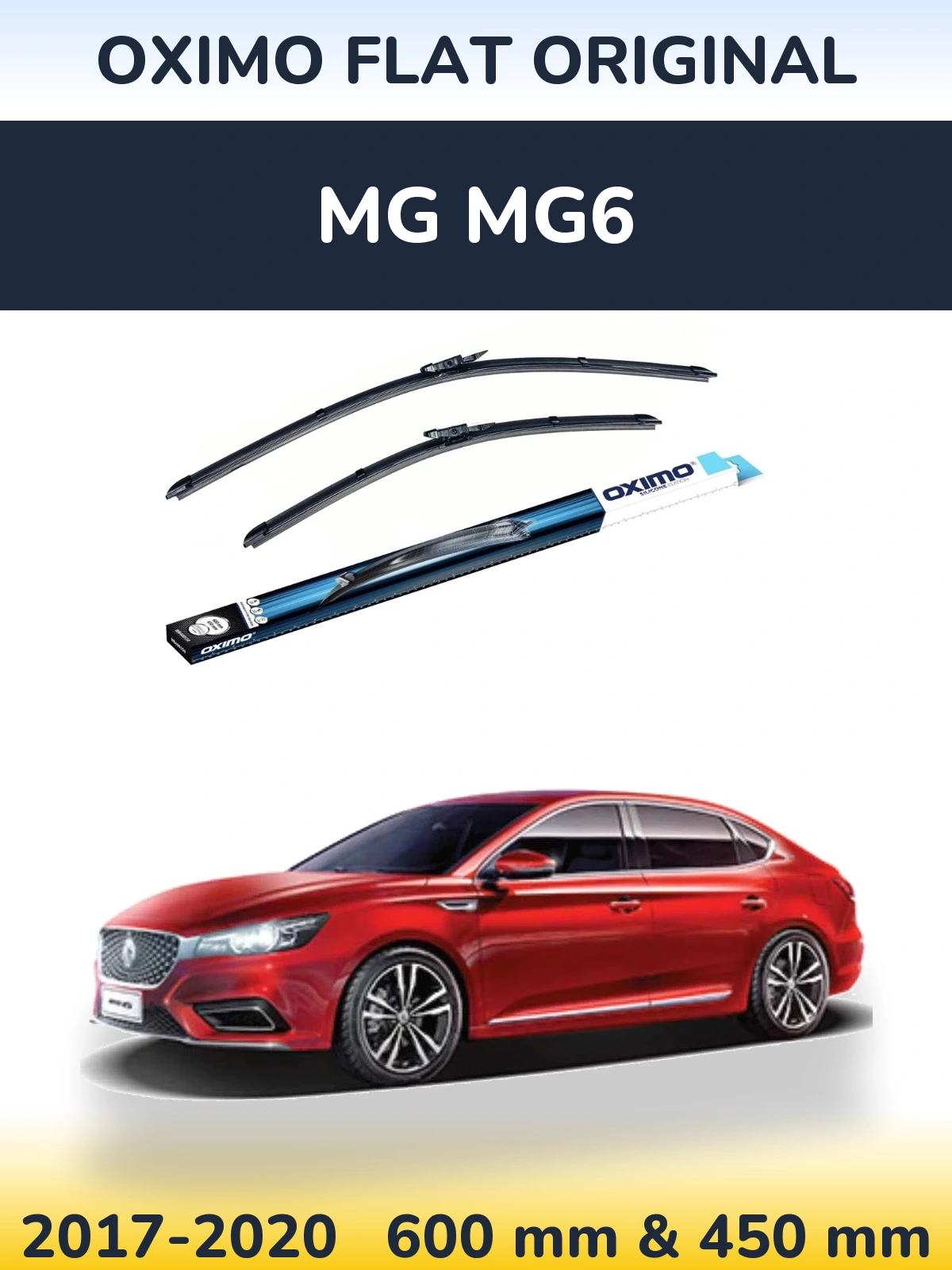 Front wiper blade set Oximo Flat Original 600 & 450 мм for MG MG6 2017-2020