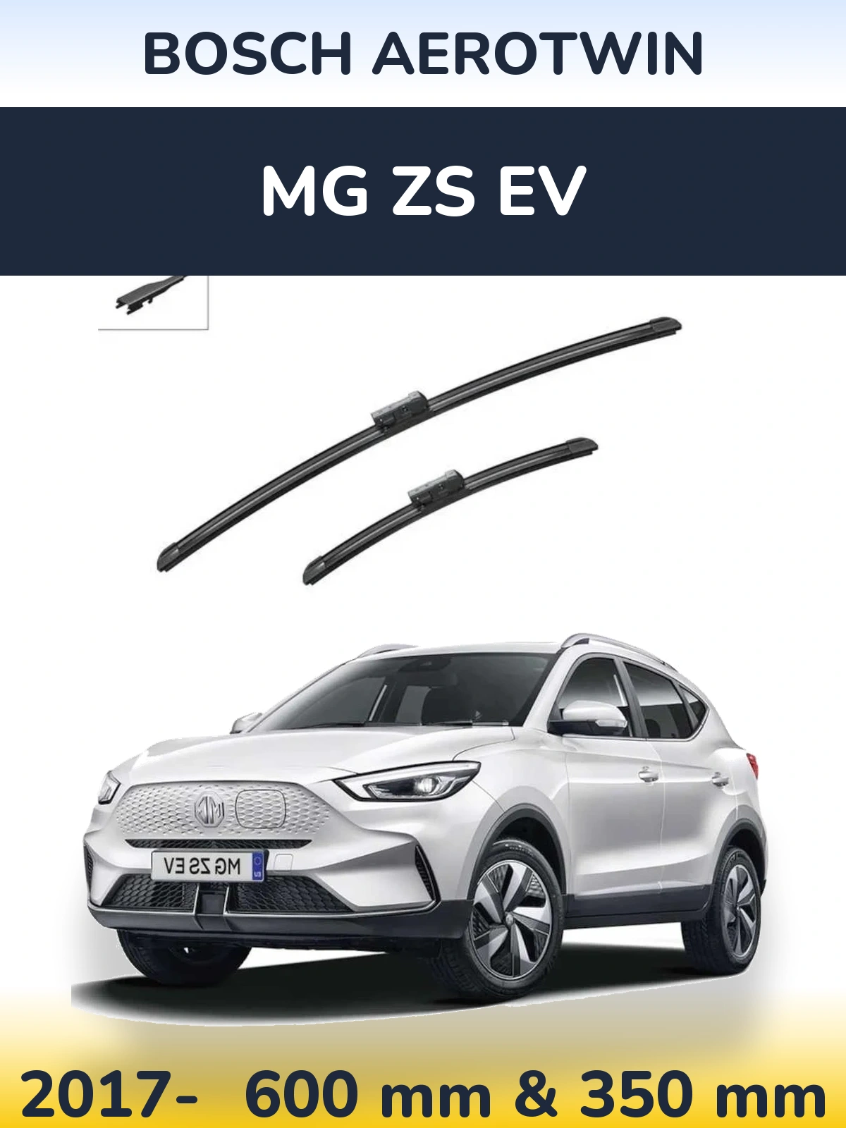 Front wiper blade set BOSCH AeroTwin 600 & 350 мм for MG ZS EV 2017-2026