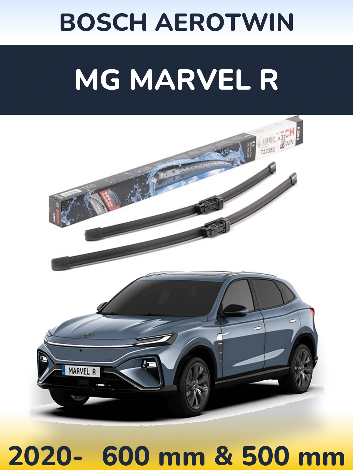 Комплект передних дворников BOSCH AeroTwin 600 & 500 мм для MG Marvel R 2020-2026