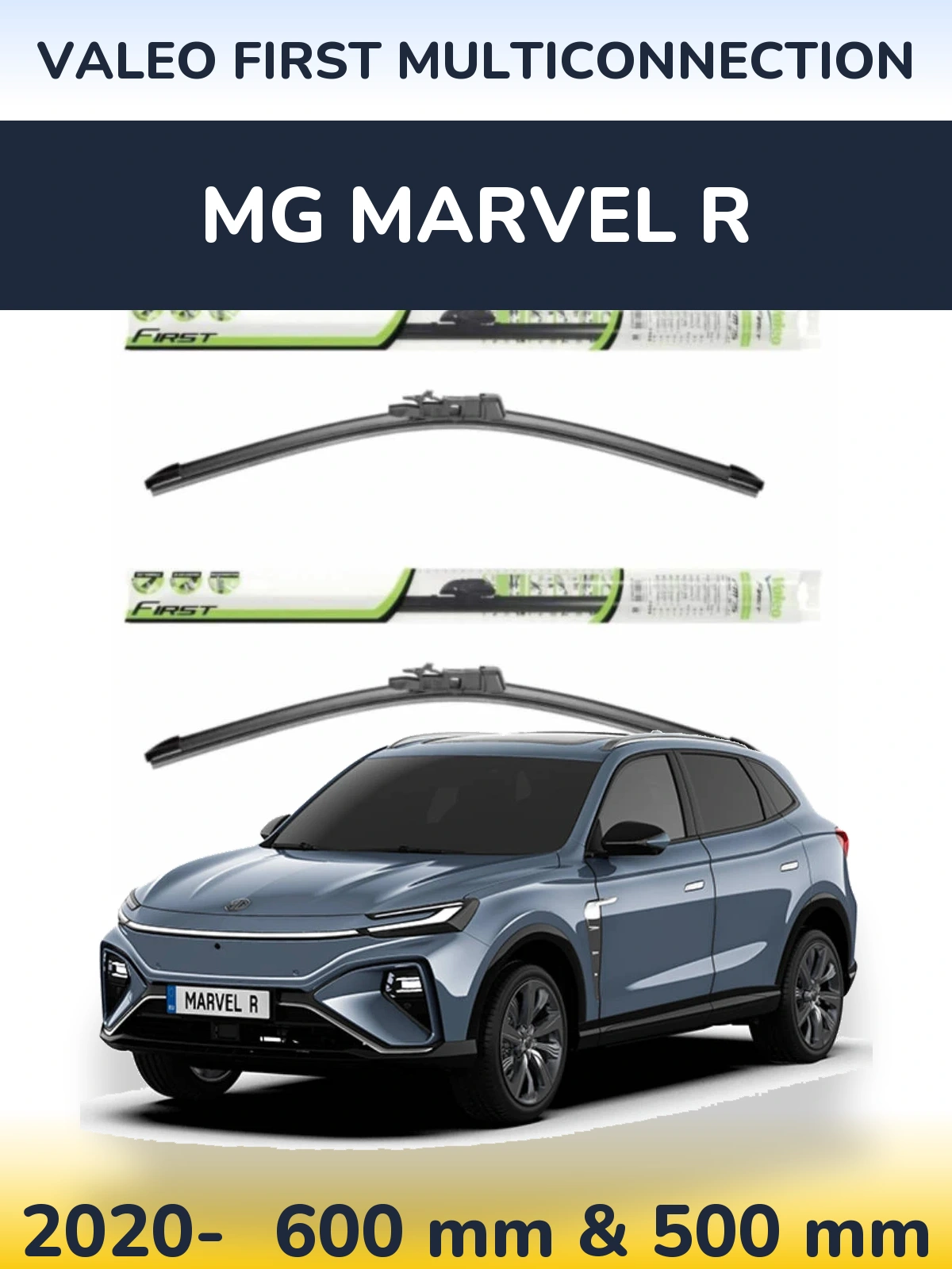 Комплект передних дворников Valeo First MultiConnection 600 & 500 мм для MG Marvel R 2020-2026