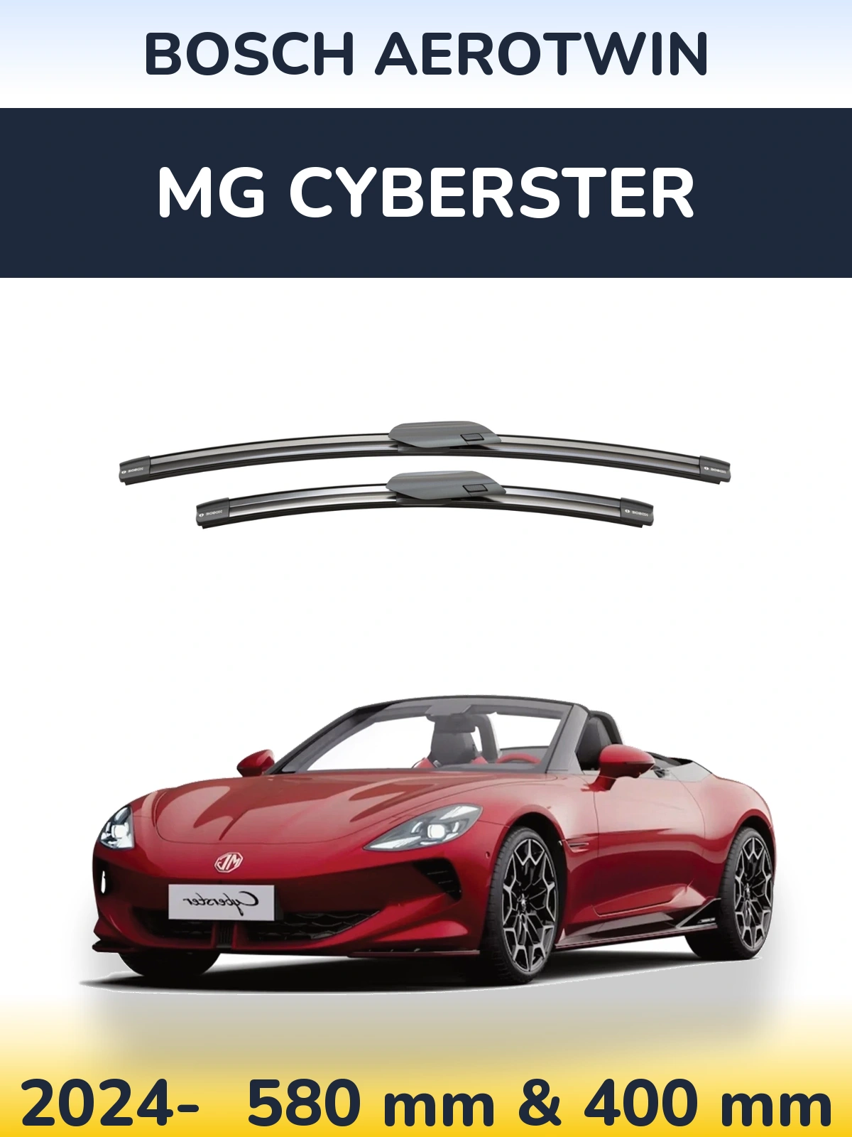 Комплект передних дворников BOSCH AeroTwin 580 & 400 мм для MG Cyberster 2024-2026