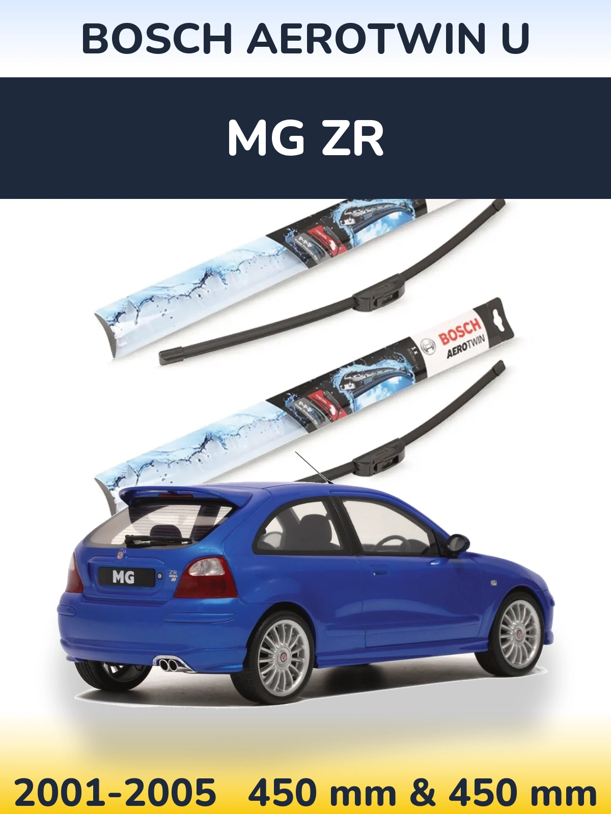 Komplet przednich wycieraczek BOSCH AeroTwin U 450 & 450 mm do MG ZR 2001-2005