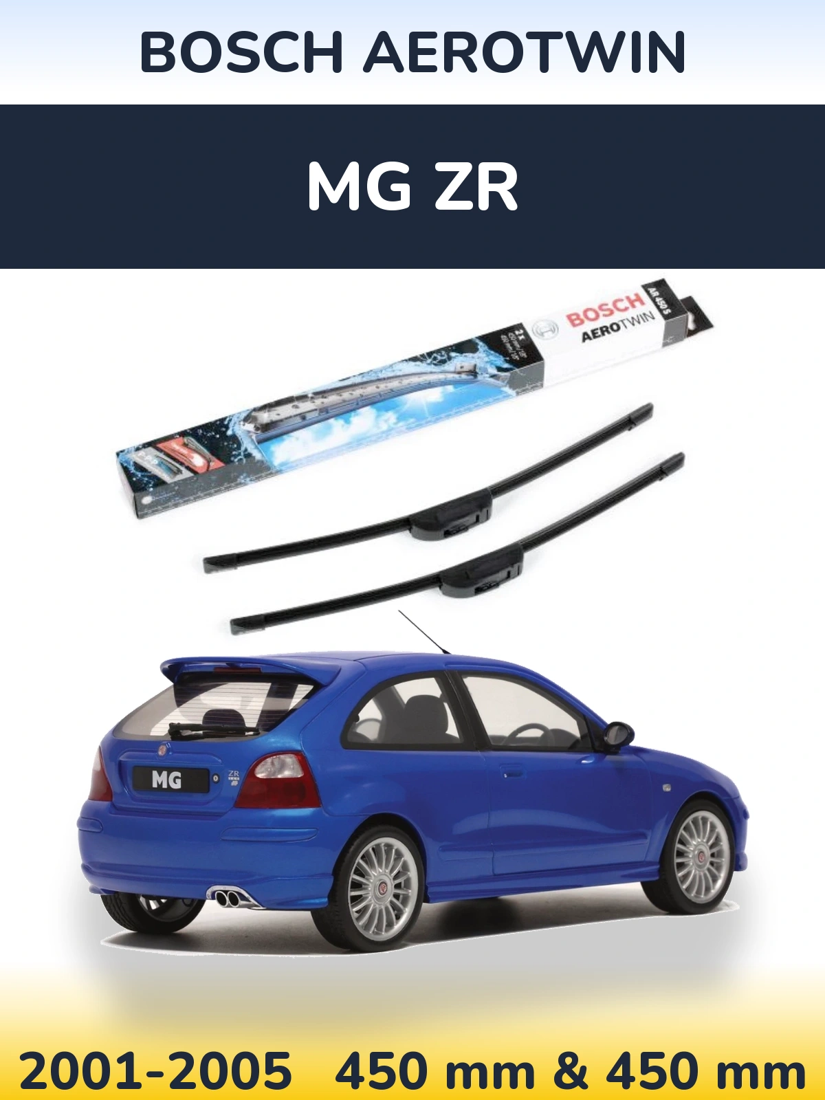 Комплект передних дворников BOSCH AeroTwin 450 & 450 мм для MG ZR 2001-2005