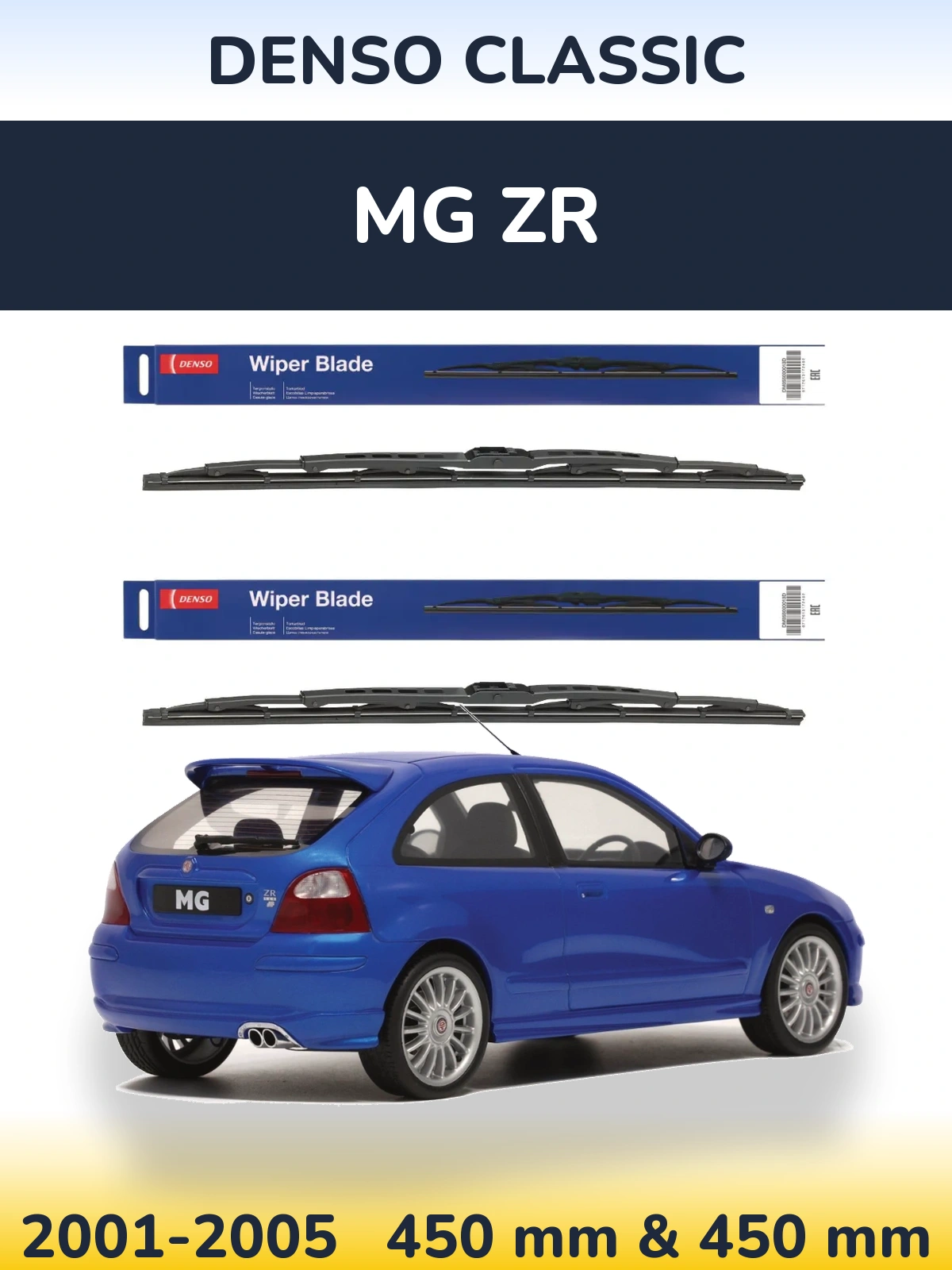 Komplet przednich wycieraczek Denso Classic 450 & 450 mm do MG ZR 2001-2005