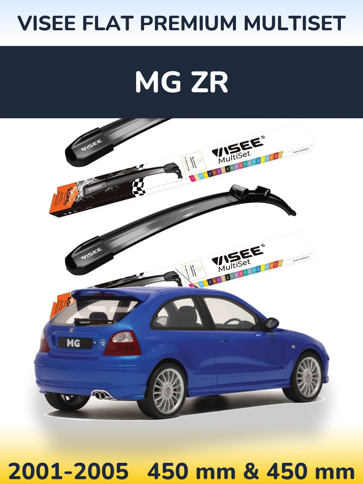 Front wiper blade set VISEE FLAT PREMIUM MultiSet 450 & 450 мм for MG ZR 2001-2005