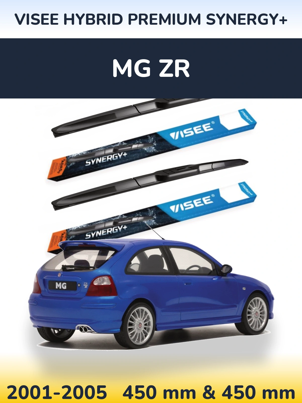 Front wiper blade set VISEE HYBRID PREMIUM SYNERGY+ 450 & 450 mm for MG ZR 2001-2005