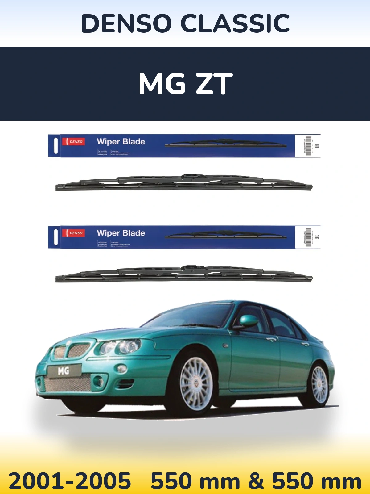 Komplet przednich wycieraczek Denso Classic 550 & 550 mm do MG ZT 2001-2005