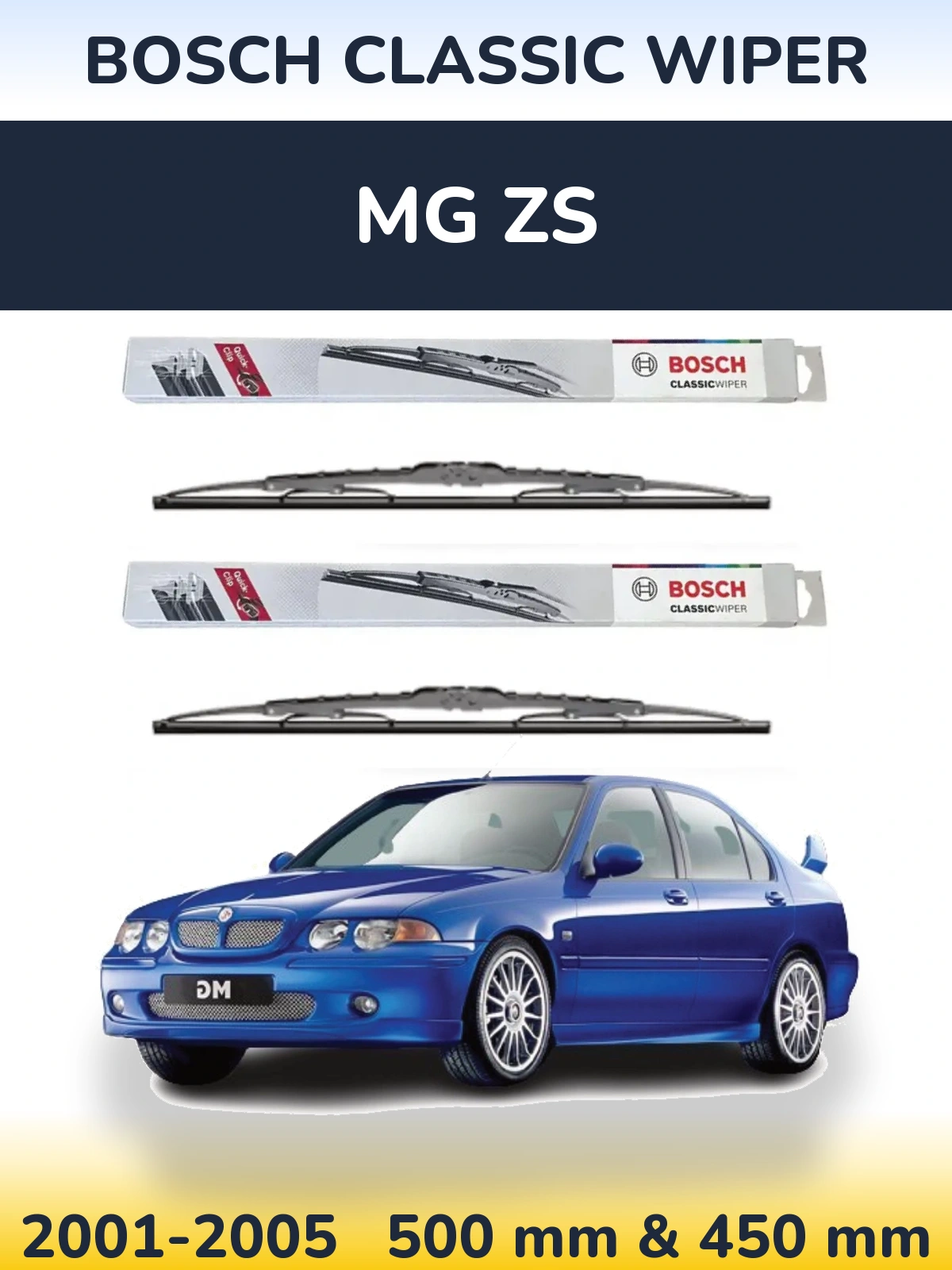 Комплект передних дворников BOSCH Classic Wiper 500 & 450 мм для MG ZS 2001-2005