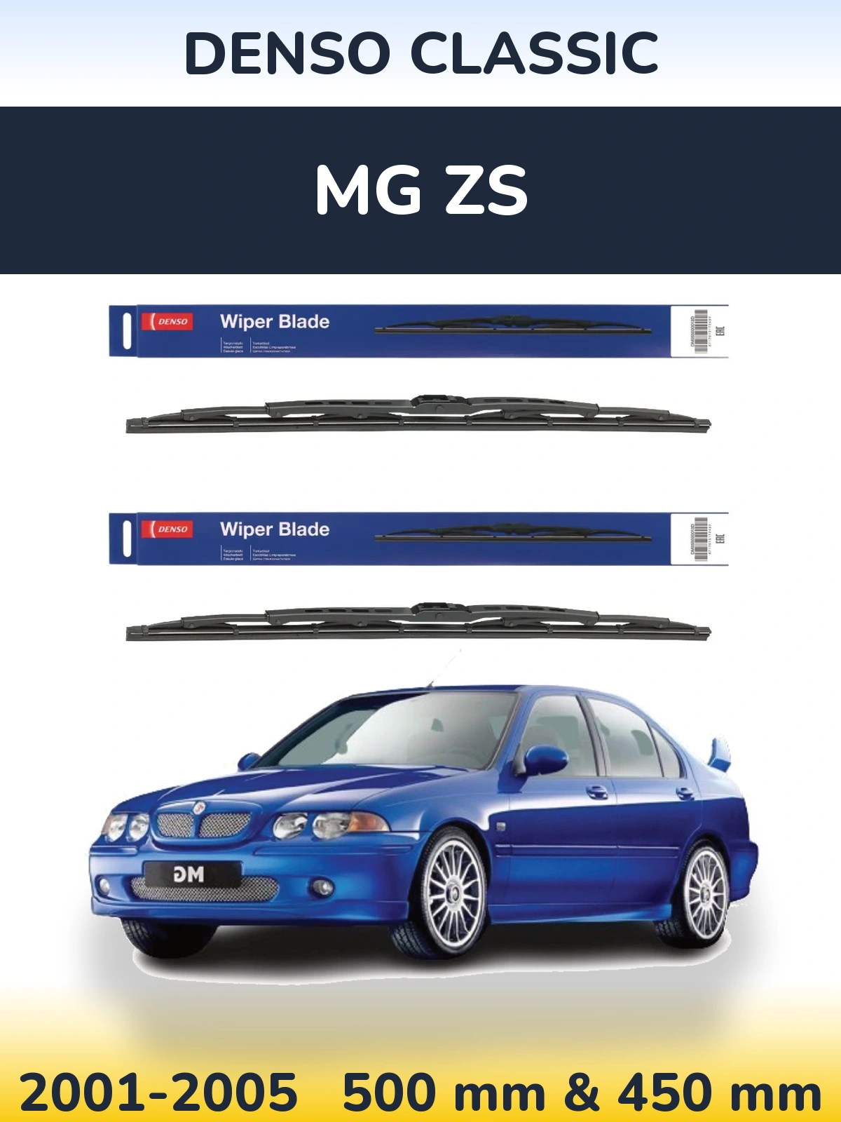 Комплект передних дворников Denso Classic 500 & 450 мм для MG ZS 2001-2005