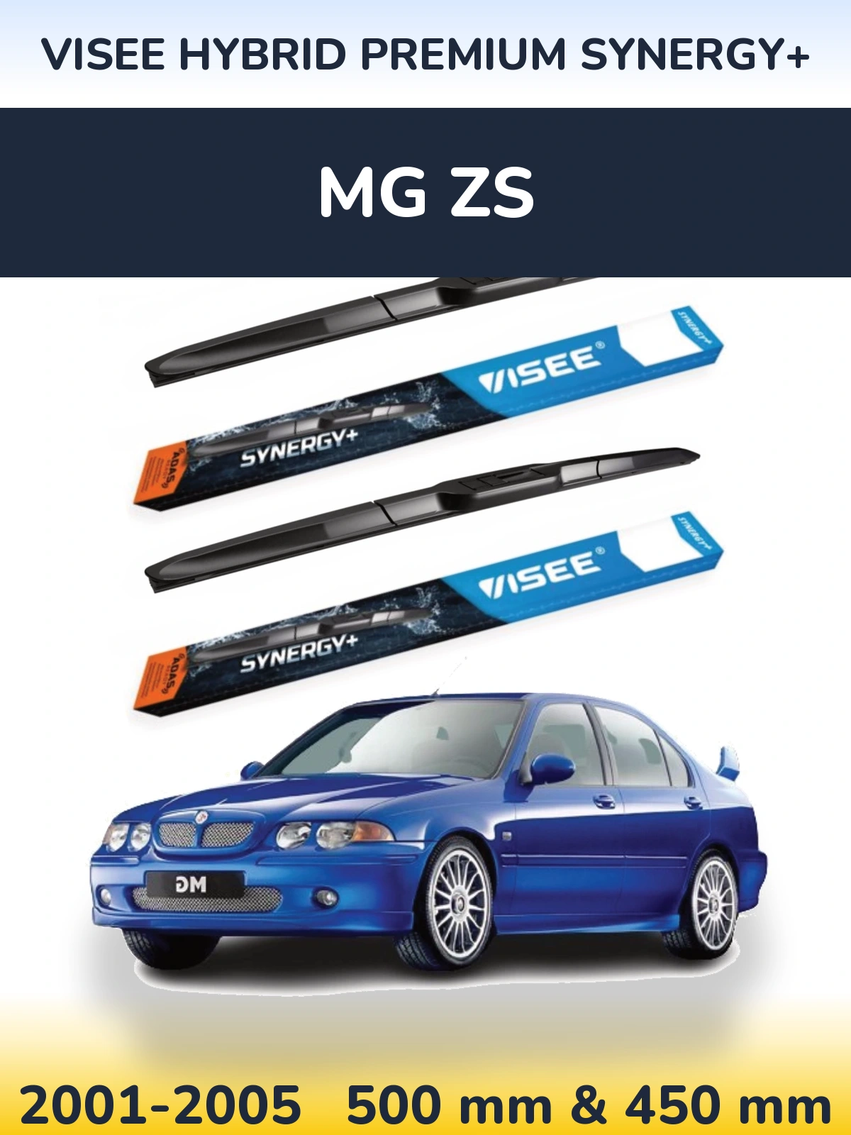 Front wiper blade set VISEE HYBRID PREMIUM SYNERGY+ 500 & 450 мм for MG ZS 2001-2005