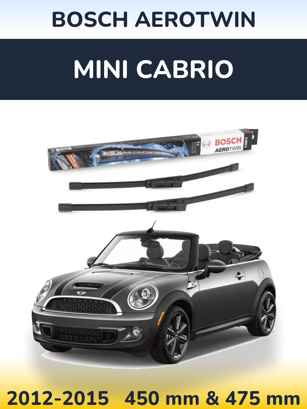 Komplet przednich wycieraczek BOSCH AeroTwin 450 & 475 mm do MINI Cabrio 2012-2015