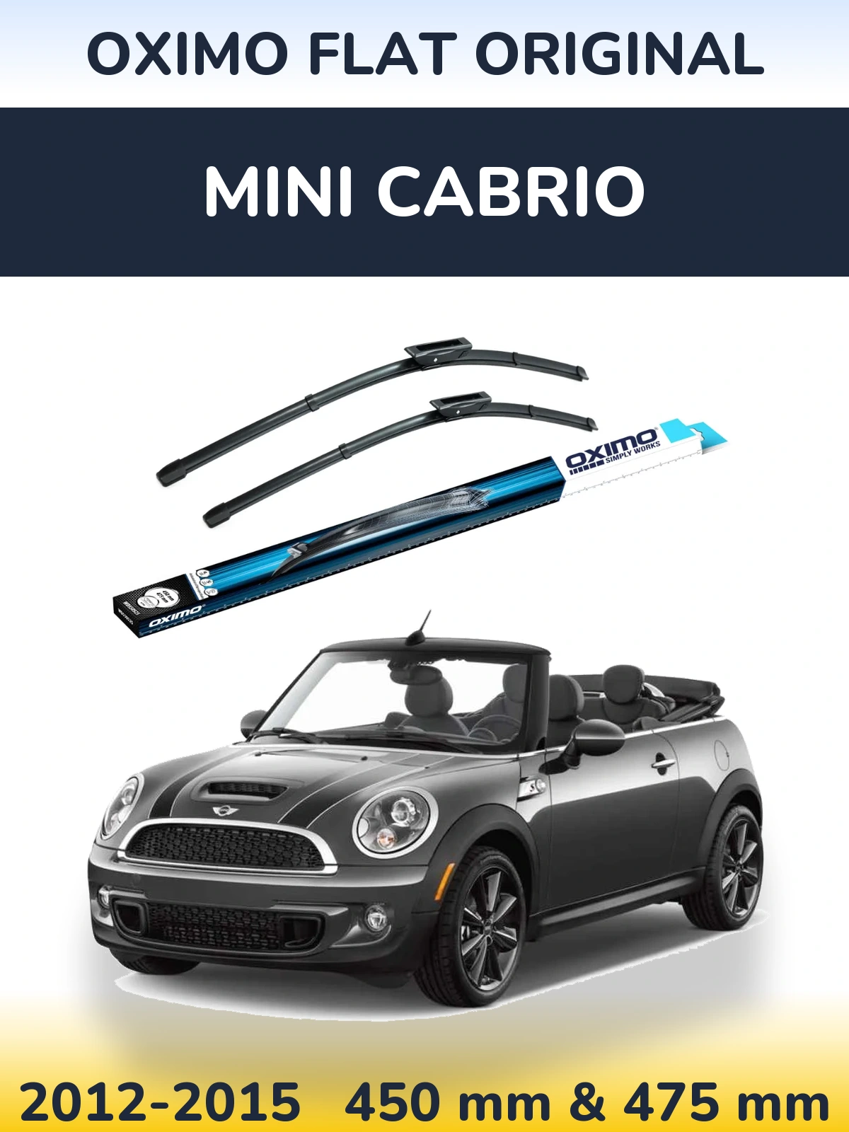 Front wiper blade set Oximo Flat Original 450 & 475 мм for MINI Cabrio 2012-2015
